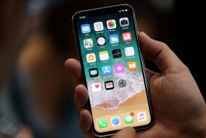 CUPERTINO, CA - SEPTEMBER 12:  The new iPhone X is displayed during an Apple special event at the Steve Jobs Theatre on the Apple Park campus on September 12, 2017 in Cupertino, California. Apple held their first special event at the new Apple Park campus where they announced the new iPhone 8, iPhone X and the Apple Watch Series 3.  (Photo by Justin Sullivan/Getty Images)